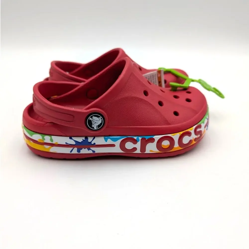 Crocs Bayaband Paint Splash Clog Shoes Closed Toe Kids' Red Size US11 EU28.5